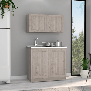 Set di Mobili da Cucina Zurich Grigio Chiaro con Due Ripiani - Product Image 1