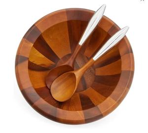 Luxury Acacia Wood Salad Bowl Set with Wooden Serving Spoon & Fork Large Natural Wooden Mixing Bowl for Salad Fruit <b>Pasta</b> - Product Image 4