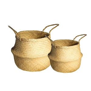 Decorative Handmade SEAGRASS <b>BELLY</b> <b>BASKETS</b> for Plant Pot Cover and Decor, Foldable Decorative Storage Organizer - Product Image 1