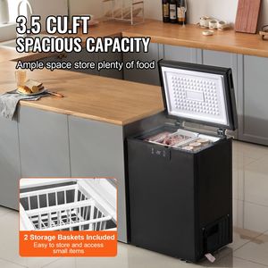 Congelador horizontal compacto de 2.22 pies cúbicos/63 L con 2 cestas extraíbles, puerta superior abatible, ideal para hoteles - Product Image 3