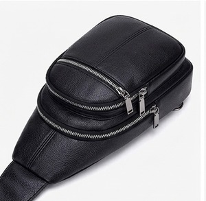 Men's Genuine Leather Sling Bag Crossbody <b>Chest</b> Pack Travel Shoulder Bag - Product Image 4