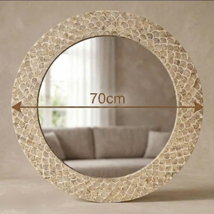 Miroir mural de luxe en bois traditionnel fait main, écologique, durable, avec incrustation de nacre, pour la décoration de la maison et des hôtels - Product Image 5