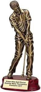 Trofeo de Golf Personalizable de Resina Dorada Antigua de 11 Pulgadas con Figura Masculina, Incluye Personalización - Product Image 2