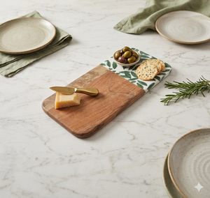 Tabla de cortar de madera hecha a mano, bandeja de servir de madera multiusos, plato de madera multiusos, tabla de cortar de corteza de árbol - Product Image 6