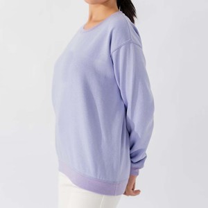 Sweat-shirt violet oversize en jersey, grande taille, à épaules tombantes, à capuche, couleur unie, manches longues, doublé, pour l'été, le printemps et l'automne - Product Image 3