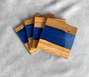 Unique Handmade Eco-Friendly Wood <b>Epoxy</b> <b>Resin</b> Customized Coasters Set Swirl Patterns Stylish Modern Wabi Sabi Style <b>Table</b> Decor - Product Image 4