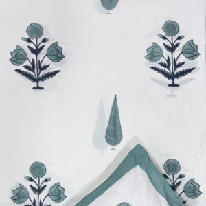 New Launch Jaipur Pigment Printed Indian Artisanal <b>King</b> <b>Size</b> 3-Piece Flat <b>Bed</b> <b>Set</b> 100% Cotton 200TC Eco-Friendly Soft Durable - Product Image 3