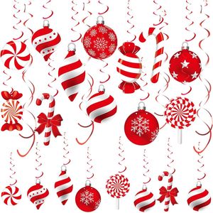 Set di 30 Decorazioni Natalizie a Spirale a Forma di Bastoncino di Zucchero e Ghirlande per Feste di Natale - Product Image 1