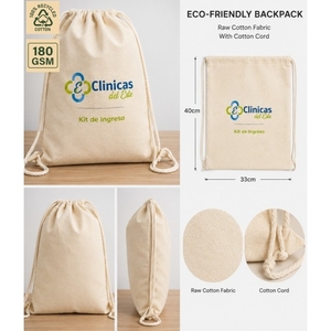 225 GSM Recycled Cotton <b>Drawstring</b> <b>Backpack</b> Gym Sports 33x40 cm Flat Custom Logo Wholesale OEM Private Label Model SS559-R - Product Image 2