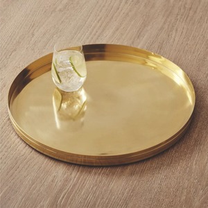 Bandeja Redonda de Lujo al por Mayor de Latón Dorado, Plato Decorativo de Acero Inoxidable para Mesa de Centro, para Hotel y Restaurante - Product Image 6