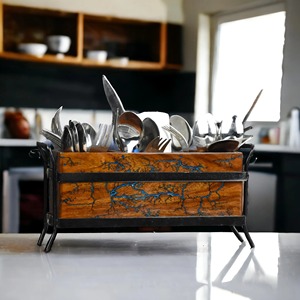 Porte-cuillères et fourchettes en bois, idéal pour la cuisine, design moderne, fait main, organisateur de couverts durable, vente en gros depuis l'Inde - Product Image 1