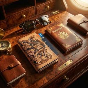 Custom Luxury Vintage Style Hand Tooled Florals Carved On <b>RFID</b> <b>Blocking</b> 100% Genuine Leather ID Credit Card Holder Bifold <b>Wallet</b> - Product Image 3