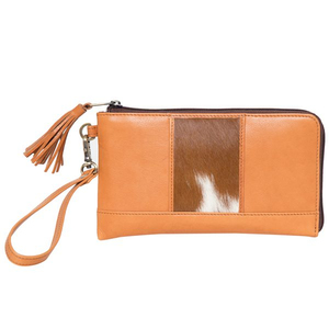 Cartera de Mujer de Cuero Genuino con Paneles y Cierre de Cremallera con Borla, Estilo Bohemio, Larga, para Uso Diario, Hecha a Mano - Product Image 1