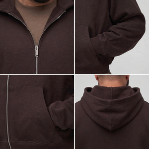 Custom Manufacturer <b>Men</b> <b>Oversize</b> Zipper Hoodies Trendy Drop Shoulder Design Cotton Fleece Outerwear <b>Hoodie</b> With Ribbed Cuffs - Product Image 4
