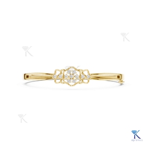 Lab Grown Diamond Floral Filigree <b>Bangle</b> 14K 18K <b>Solid</b> <b>Gold</b> Fine Luxury Unisex Vintage Openwork Jewelry KRUP JEWELS - Product Image 6