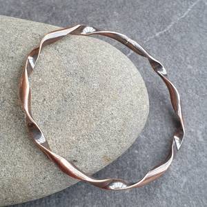 Belladec Handcrafted Twisted <b>Copper</b> <b>Bangle</b> Bracelet Artisan Spiral Design Classic Elegant Minimalist Jewelry Daily Wear Gift for - Product Image 2