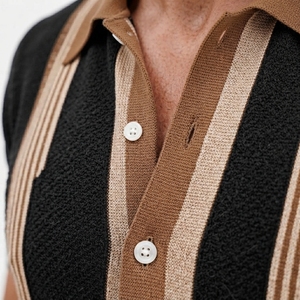 Chemise Homme Personnalisée Vintage en Maille Unie Anti-Plis 190g à Manches Courtes Boutonnée Décontractée Streetwear Haut d'Été Luxe Tendance - Product Image 4
