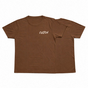 Camiseta de hombre personalizada de alta calidad, color marrón, transpirable, de algodón orgánico, cuello redondo, manga corta, corte regular, para verano. - Product Image 1