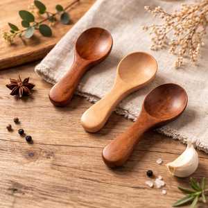 Cuchara de servir de madera chapada en oro con mango largo para té, café, postres y sopas, ideal para regalos. - Product Image 1