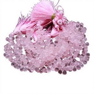 Perles en quartz rose facettées en forme de larme, perles de quartz rose naturelles pour la fabrication de bijoux faits main, colliers, pendentifs, boucles d'oreilles - Product Image 1