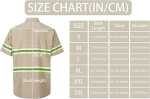 Khaki Safety Work Shirts Custom Long Sleeve Reflective Tapes Class 2 ANSI Certified Unisex Logo - Product Image 5