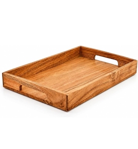 Plateau de service en bois avec poignées et finition polie pour cuisine, restaurant, hôtel, café, petit-déjeuner, vente en gros, export en vrac - Product Image 6