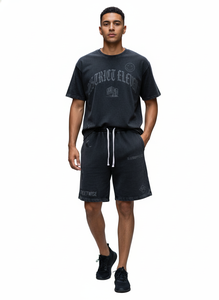 Camisetas de hombre de algodón 100% con estampado de diseñador de marca famosa, estilo hip-hop urbano, de lujo, con relieve personalizado, tallas grandes, conjunto corto, venta al por mayor - Product Image 6