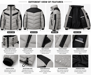 Premium Custom Puffer Jacket Winter Windproof <b>Padded</b> <b>Coat</b> High Collar Outdoor Warm Mens Wholesale OEM Manufacturer - Product Image 4