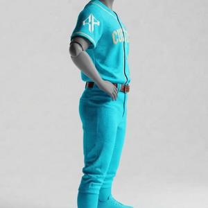 Conjunto de Uniforme de Béisbol de Manga Corta con Cierre de Botones, Logotipo Blanco, Cuello Redondo, Material de Alta Calidad, Corte Regular para Hombre de RIVIAN ATLANTIC - Product Image 4