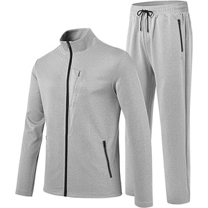 Men's Black Tracksuit Set Solid Color Full Length <b>Pants</b> With Side Pockets And Long Sleeve Jacket Turn <b>Down</b> Collar Sporty Style. - Product Image 2