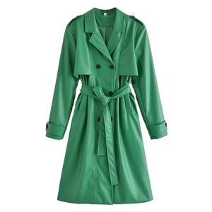 Abrigo Cruzado de Lujo Minimalista, Gabardina de Corte Relajado, Abrigo Largo de Moda - Product Image 1