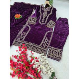 Ensemble haut-bas et dupatta magnifique pour femmes, vêtements de soirée de créateur - Product Image 4