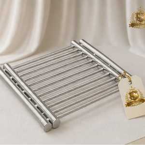 Heavy Duty Stainless Steel Rod Trivet Slatted Hot Pot Holder <b>Heat</b> <b>Resistant</b> Cooking Rack <b>Table</b> <b>Protector</b> - Product Image 1
