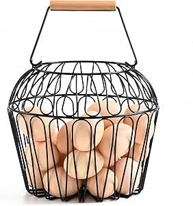 Metal <b>Wire</b> <b>Storage</b> <b>Basket</b> Bowl Shape With Handle For Food <b>Storage</b> Rustic Design - Product Image 1