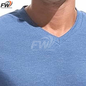 T-shirt homme 100% coton, nouvelle conception OEM, coupe ample, imprimé uni, respirant, décontracté, col rond, col en V, pour le fitness. - Product Image 3