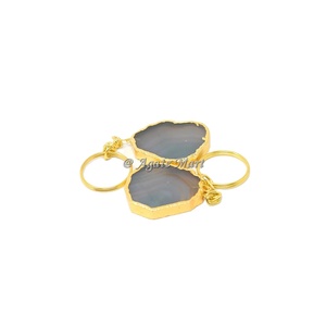 Porte-clés en tranche d'agate bleue de haute qualité, cristaux de pierres semi-précieuses pour la guérison, boules de pierres précieuses métaphysiques, vente en gros - Product Image 6