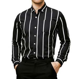เสื้อยืดคอกลมแขนยาวสีดำสำหรับผู้ชาย ทรงปกติ ผ้าคอตตอนเจอร์ซีย์เนื้อนุ่ม สวมใส่สบายๆ - Product Image 2