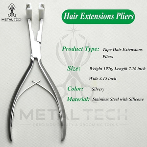 Pince à presser ergonomique pour extensions de cheveux, cadre métallique argenté brossé, mâchoires plates en silicone, outils de scellage pour salon - Product Image 6
