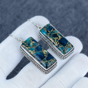 Apatite <b>Copper</b> Turquoise Earrings | Handmade Gemstone Dangle Earrings | Boho Statement Jewelry <b>Gift</b> <b>for</b> <b>Her</b>" Women <b>Gift</b> - Product Image 1