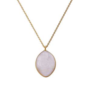 จี้สร้อยคอรูปตาปีศาจแกะสลักจากอะเมโซไนต์ธรรมชาติทรงมาร์ควิส ชุบทอง ทำด้วยมือ ประดับด้วยพลอย - Product Image 5