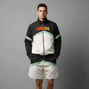Custom Nylon Tracksuit for Men Nylon Blanks Windproof Printed Sportswear Jacket and Track Pants Windbreaker <b>Set</b> Nylon Tracksuit - Product Image 3