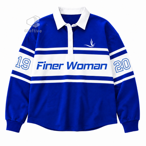 เสื้อรักบี้ลายทางสำหรับผู้หญิง Zeta Phi Beta Sorority แขนยาว คอปกโปโล สีตัดต่อ ปักลายกราฟิก - Product Image 1