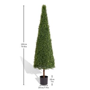 Set di 2 Cespugli Artificiali di Cedro Resistente ai Raggi UV, Alberi Conici Topiari Finti, Piante in Vaso Artificiali, Sempreverdi Effetto Ghiaccio, Altezza 180 cm - Product Image 2