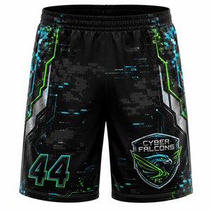 Pantalones Cortos Sublimados para Hombre Cyber Falcons, Secado Rápido, Cintura Elástica, 100% Poliéster, para Todas las Temporadas, con Logotipo del Equipo Estampado - Product Image 1