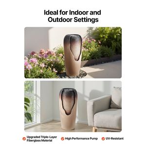 Fuente de Agua en Cascada de Estilo Jarra Esmaltada para Exteriores, de 30.71 Pulgadas de Altura, de 1 Nivel, con Luz LED - Product Image 5