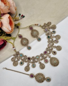 Exquisito conjunto de joyería de 3 piezas con gemas de corte ovalado y en forma de pera para mujer, conjunto de joyería de diseño, colección étnica para fiestas. - Product Image 4