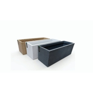 Jardinière rectangulaire moderne en plastique pour extérieur, pot de fleurs au design minimaliste, noir - Product Image 4