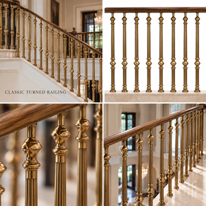 Barandilla Clásica en Tono Bronce con Balaustres Facetados para Escaleras y Balcones, Pasamanos y Barandilla Decorativa de Metal - Product Image 5