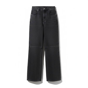 Vaqueros holgados para mujer con logotipo personalizado, servicio OEM, pantalones de mezclilla de pierna ancha para ropa casual de calle y colecciones de moda. - Product Image 6