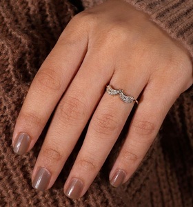 Bague en platine 950 avec feuille, certifiée IGI, diamant de laboratoire véritable E VS1 0,12 carat couleur E, alliance éternité VS1, bague porte-bonheur, cadeau - Product Image 5